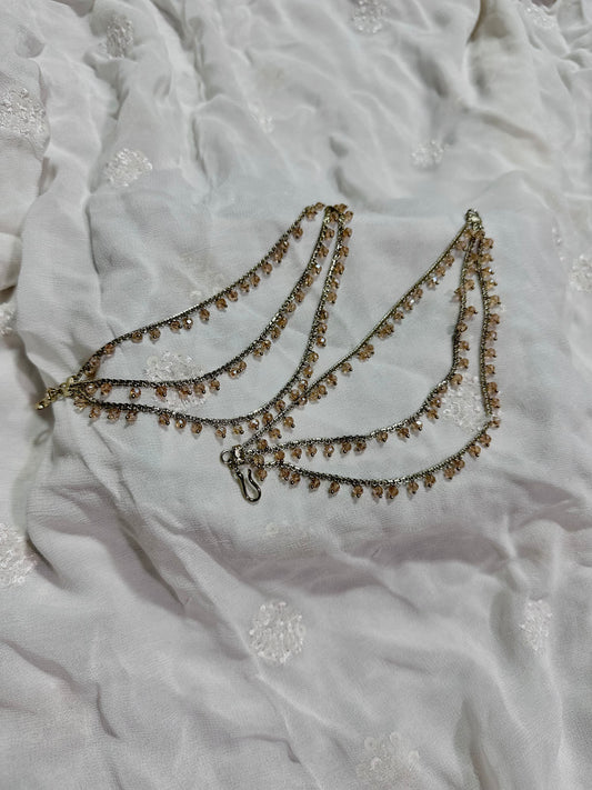 3 layer crystal beads earrings chain