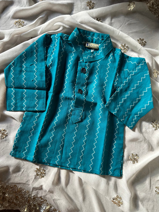 Turquoise premium cotton kurta top