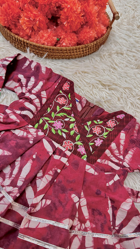 Red premium cotton palazzo