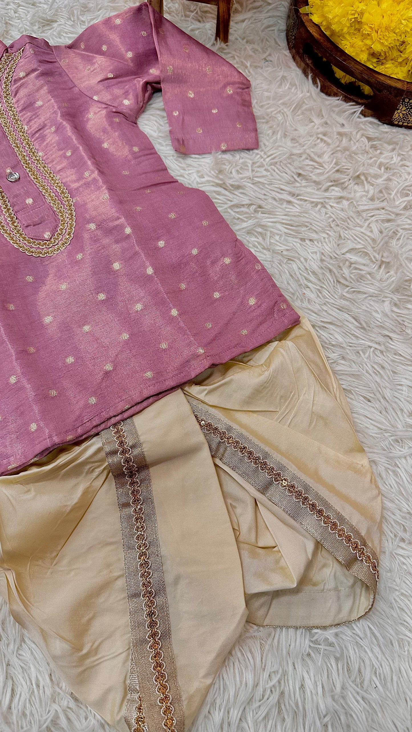 Pink banaras dhoti