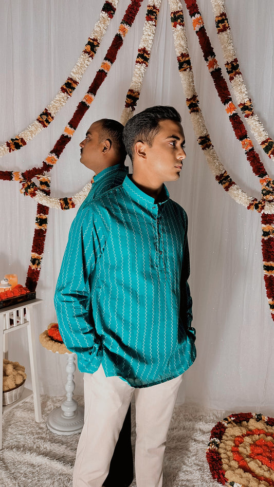 Turquoise premium cotton kurta top