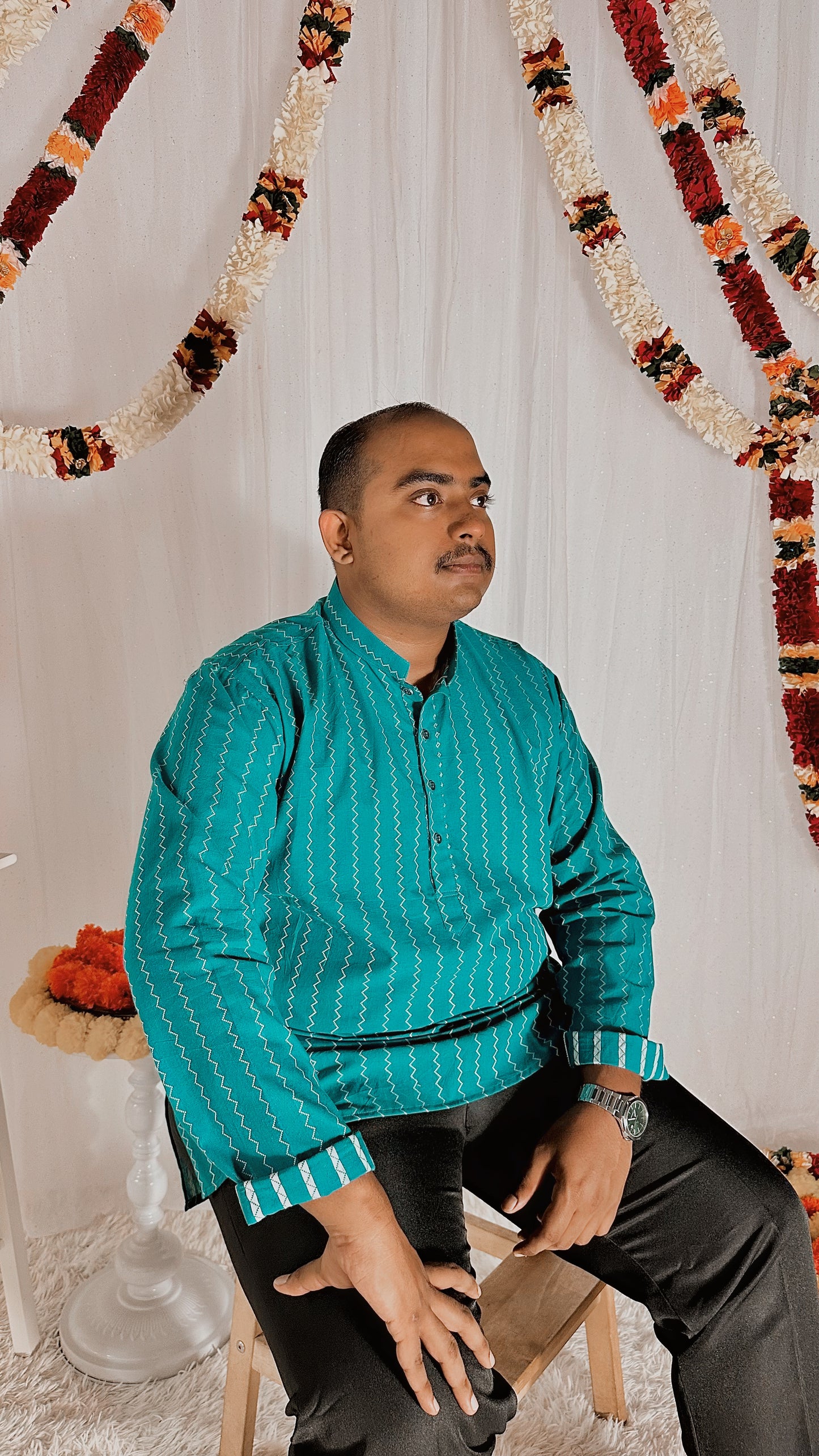 Turquoise premium cotton kurta top