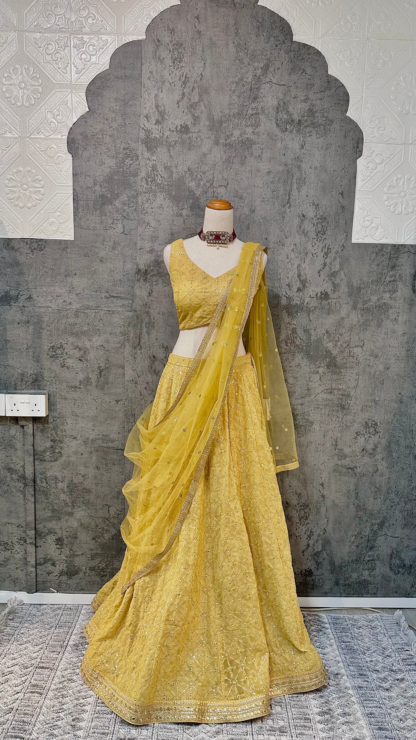 Gold sequins lehenga