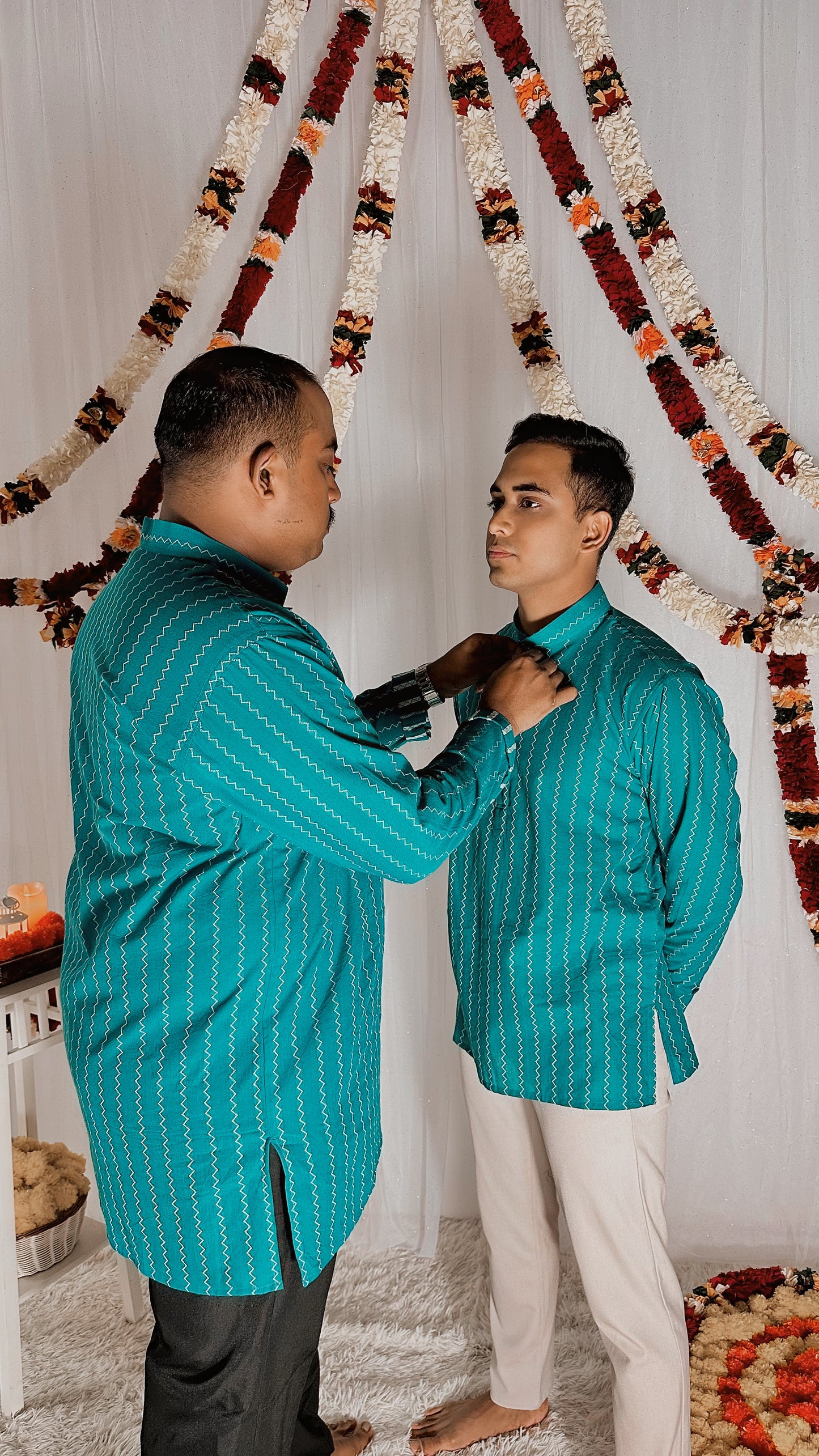 Turquoise premium cotton kurta top