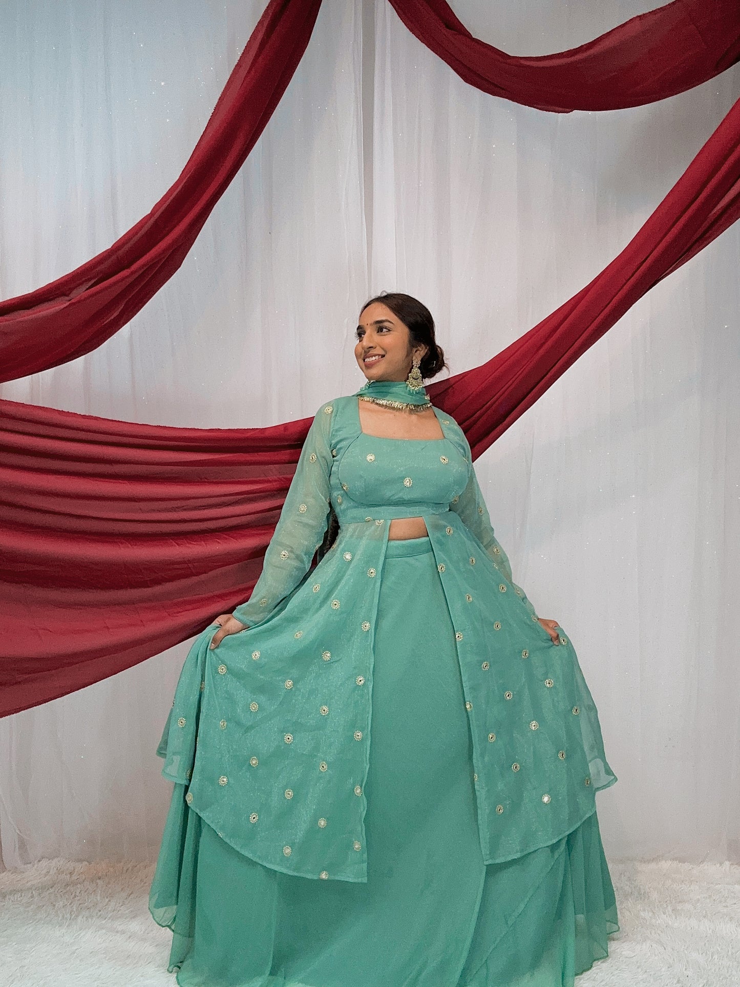 Slit georgette lehenga