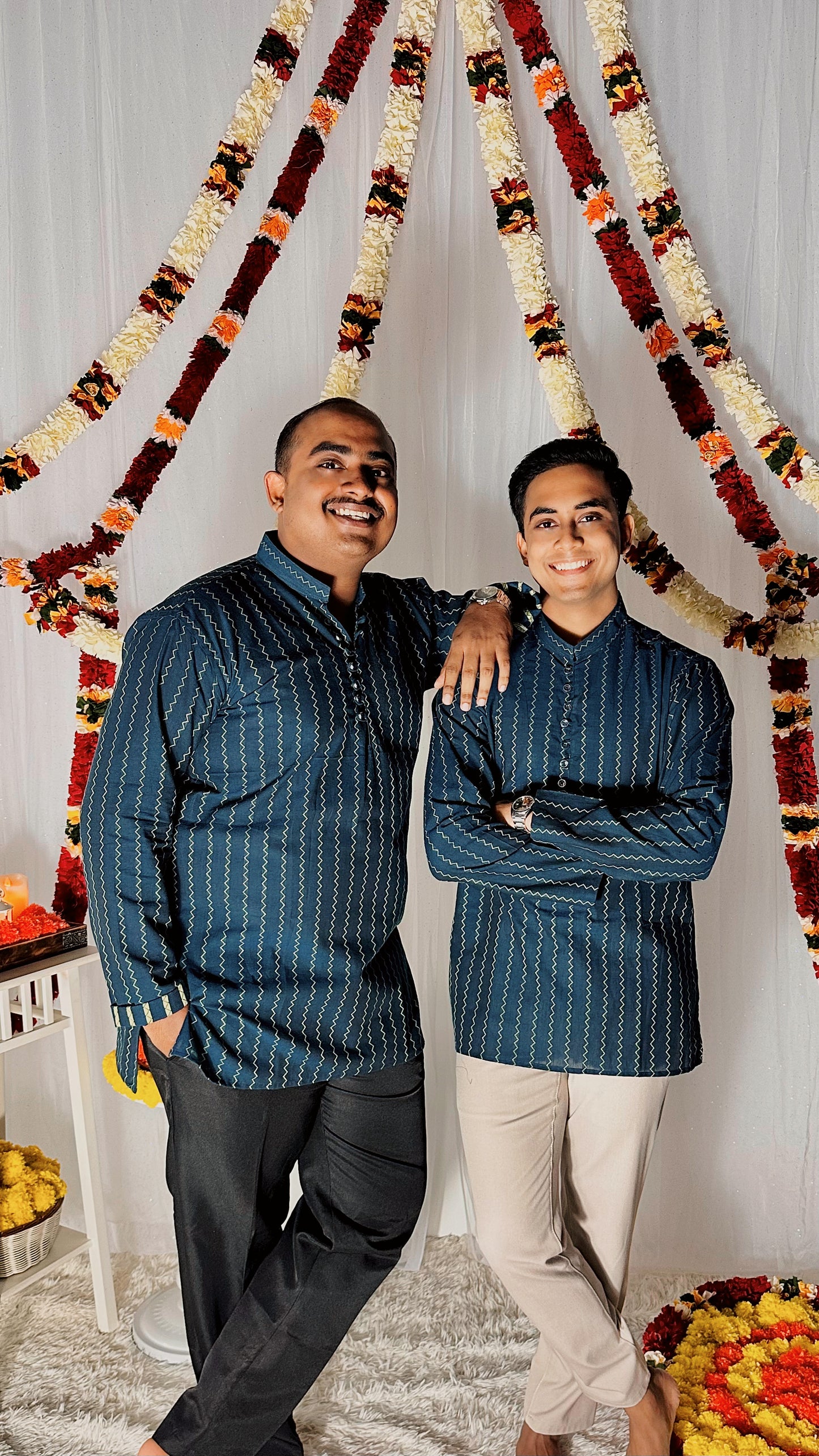 Oxford blue premium cotton kurta top