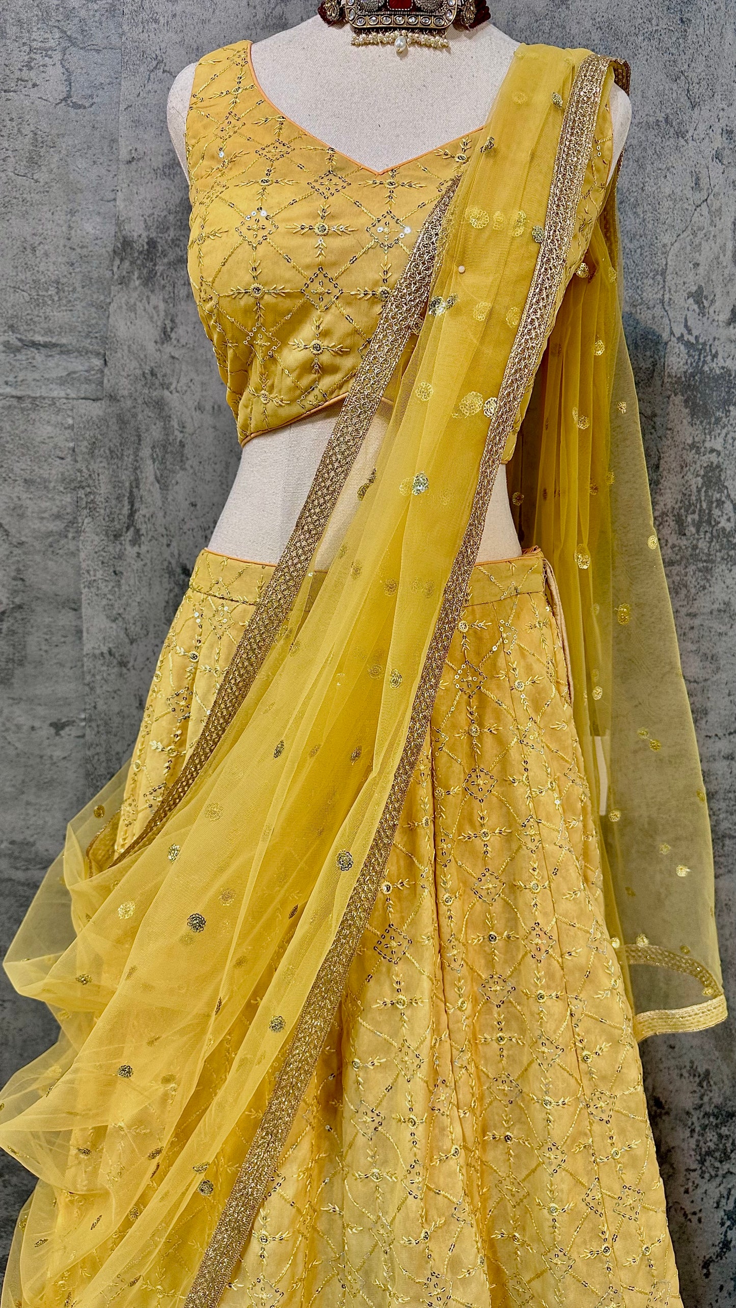 Gold sequins lehenga