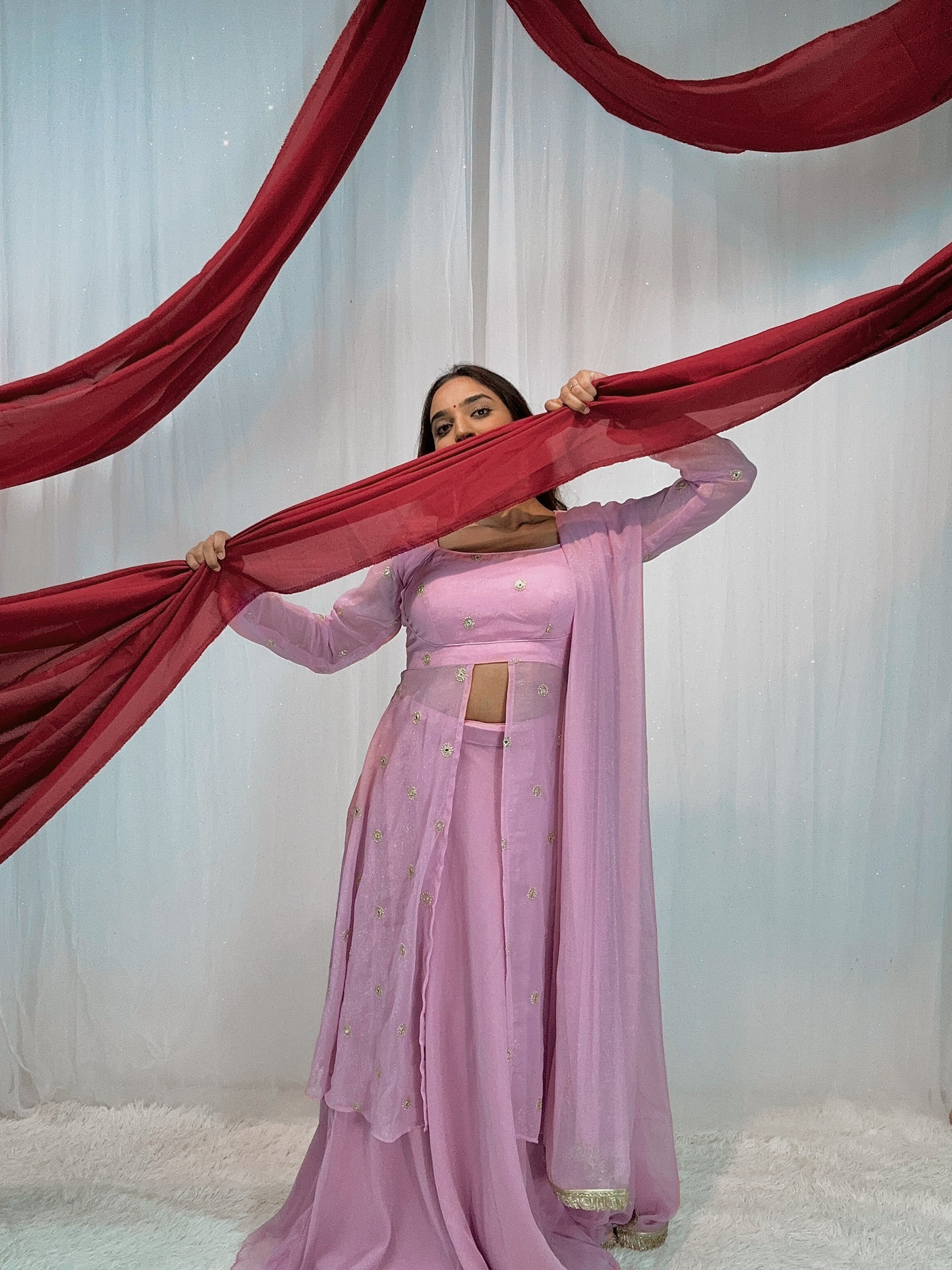 Slit georgette lehenga