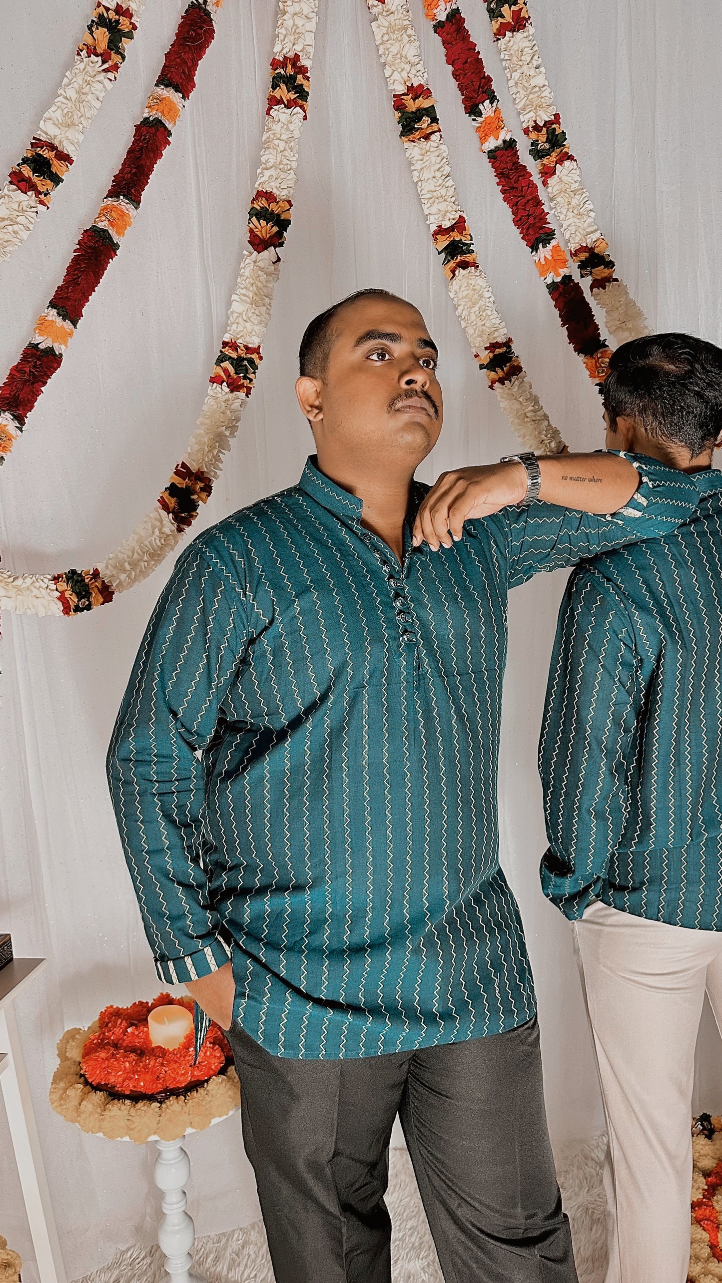 Oxford blue premium cotton kurta top