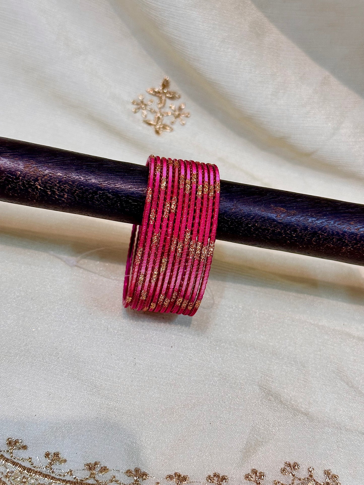 2.4 raspberry pink shimmer bangles