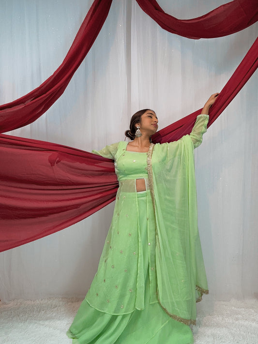 Slit georgette lehenga