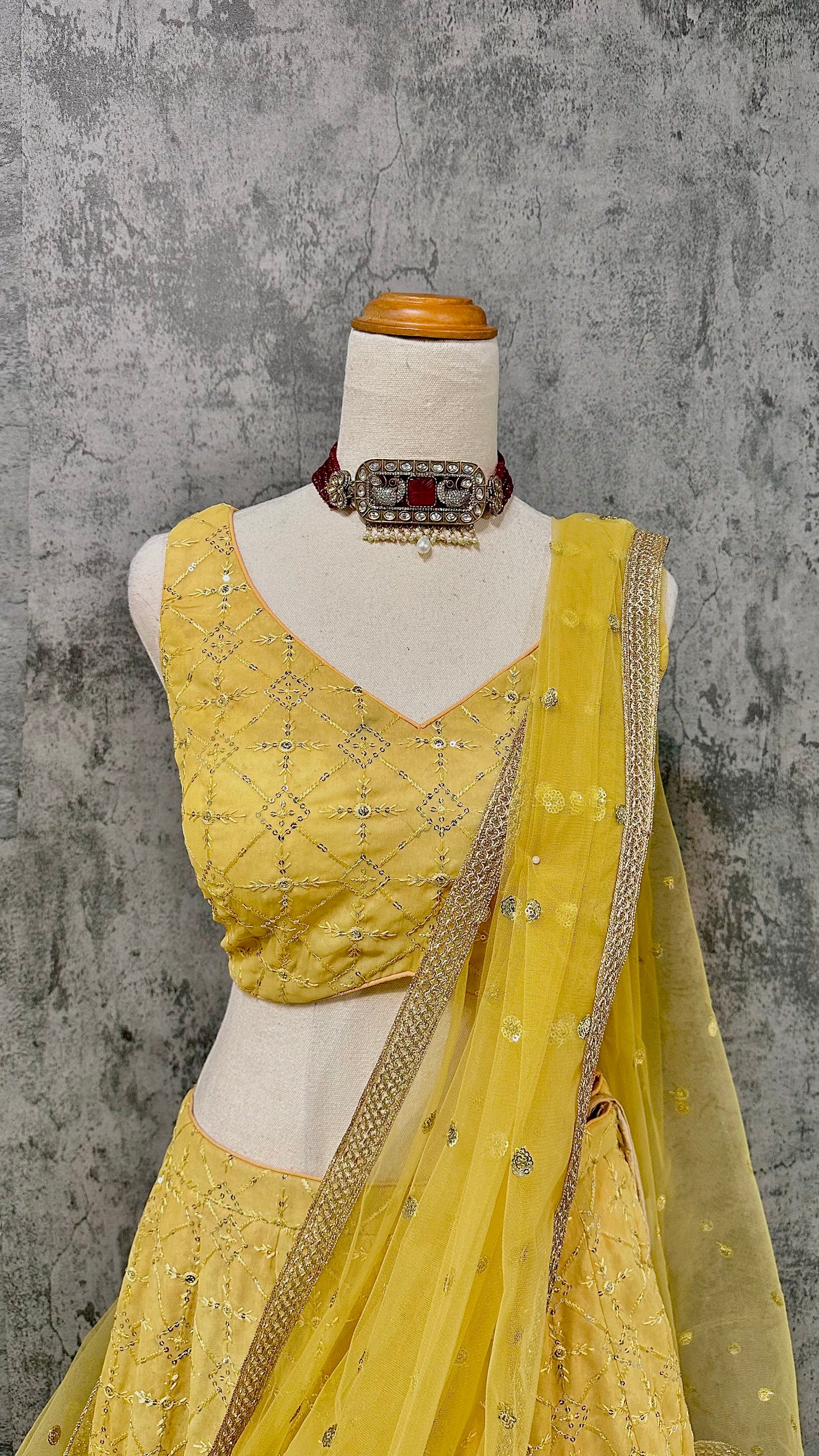 Gold sequins lehenga