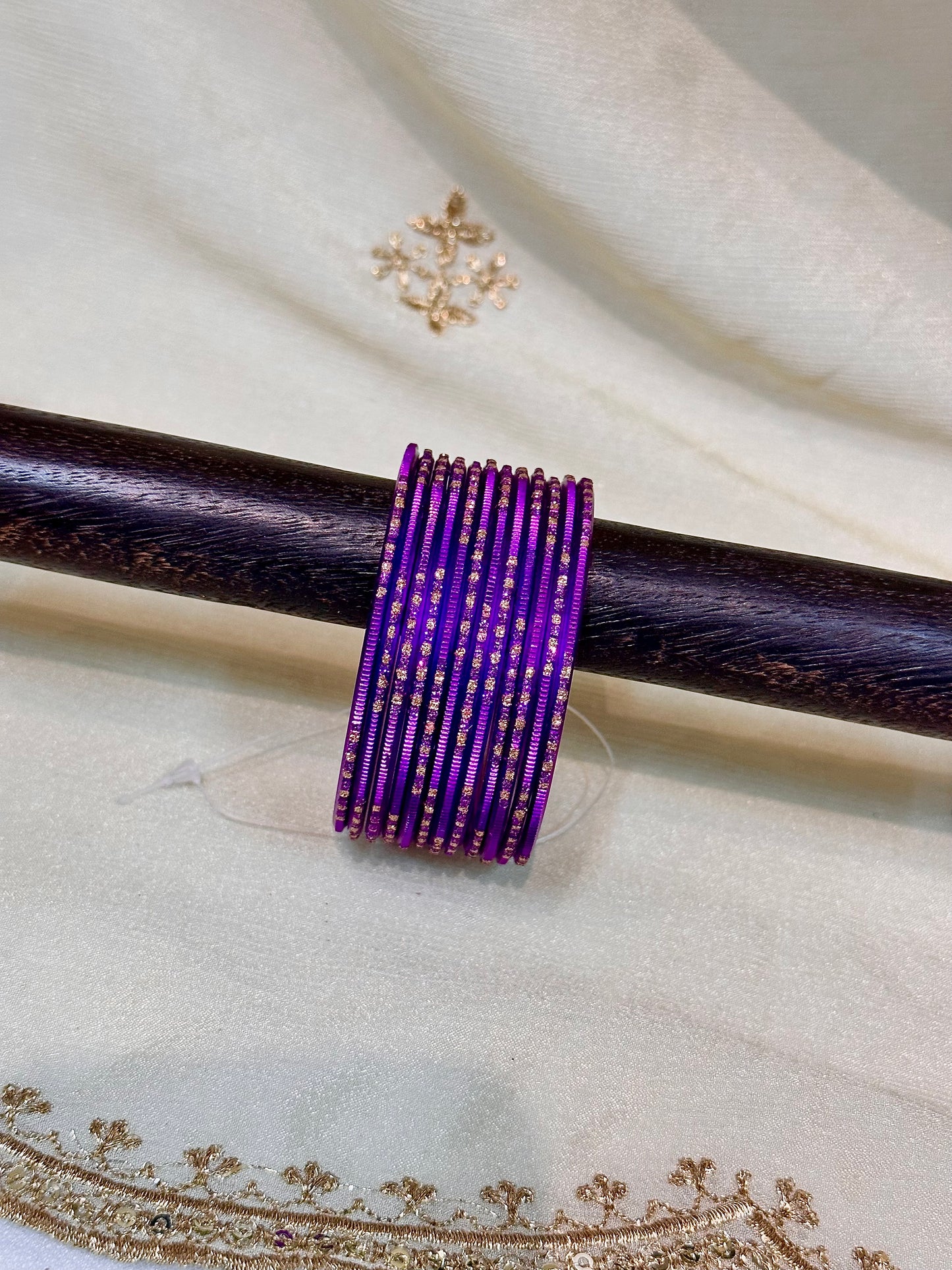2.4 Violet gold and silver shimmer bangles