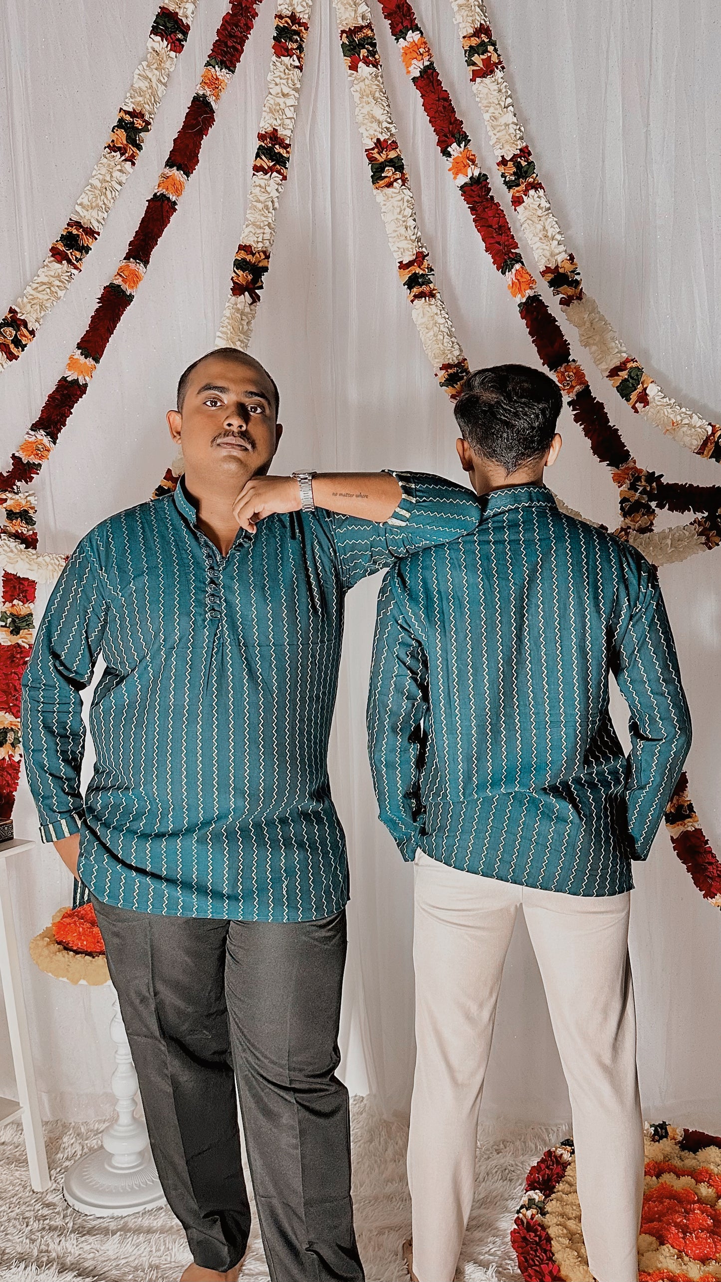 Oxford blue premium cotton kurta top