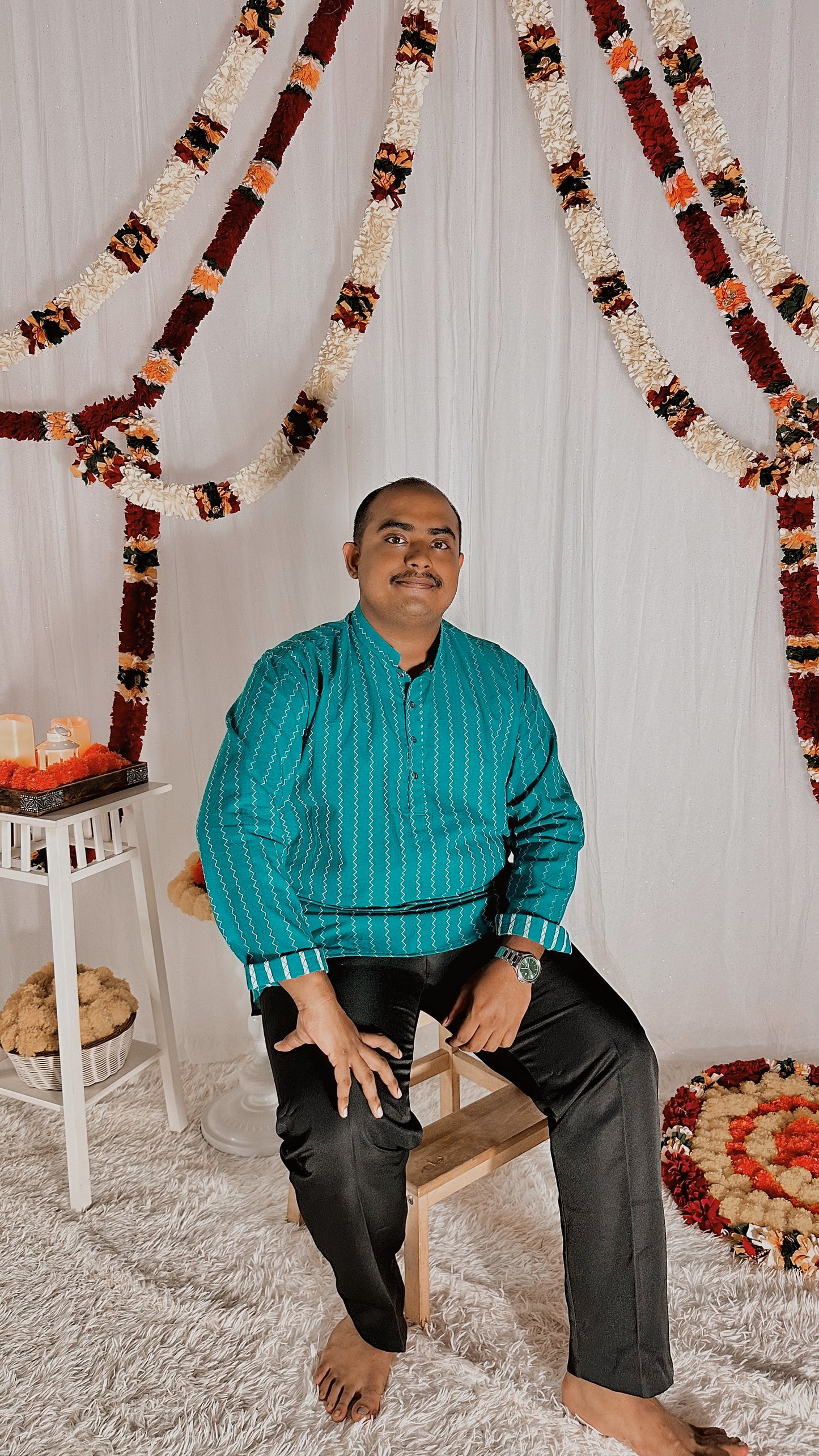 Turquoise premium cotton kurta top