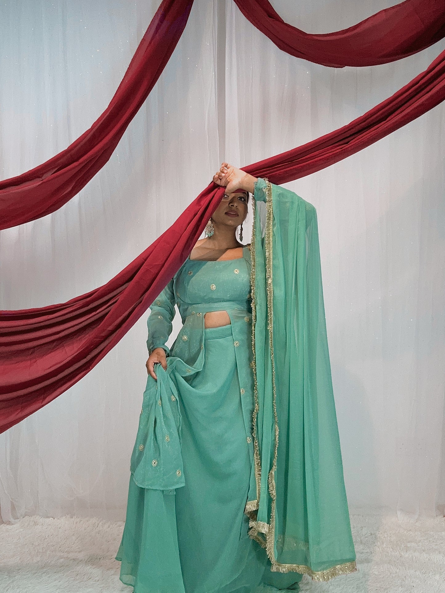 Slit georgette lehenga