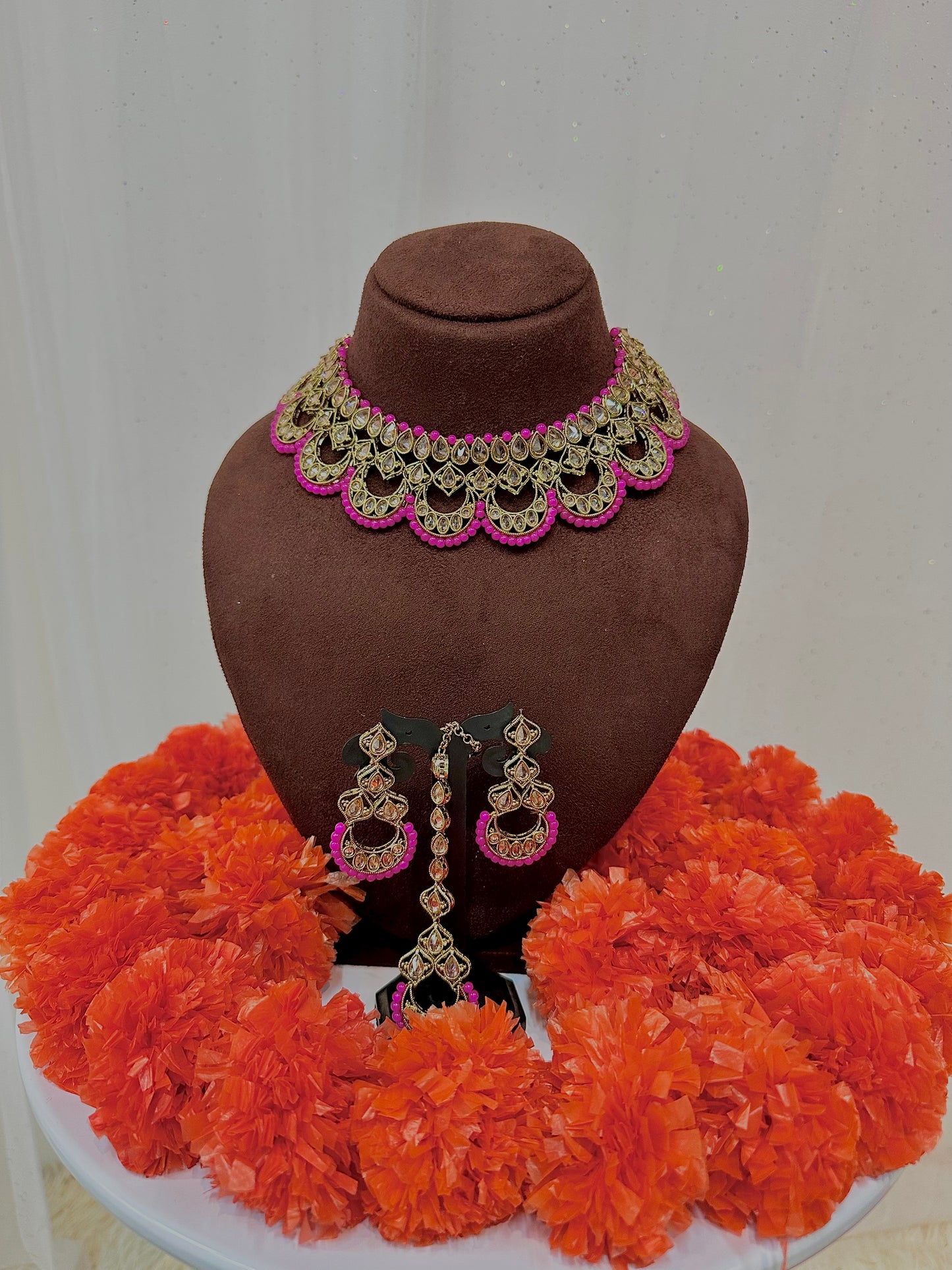Hot pink mehandi choker set