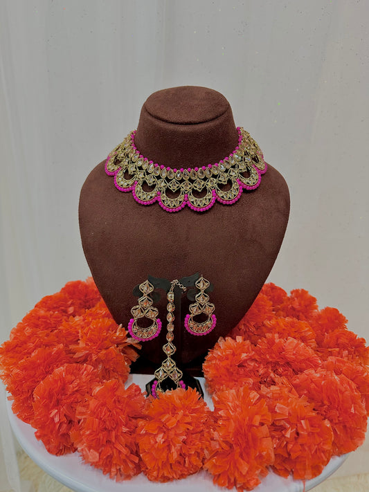 Hot pink mehandi choker set