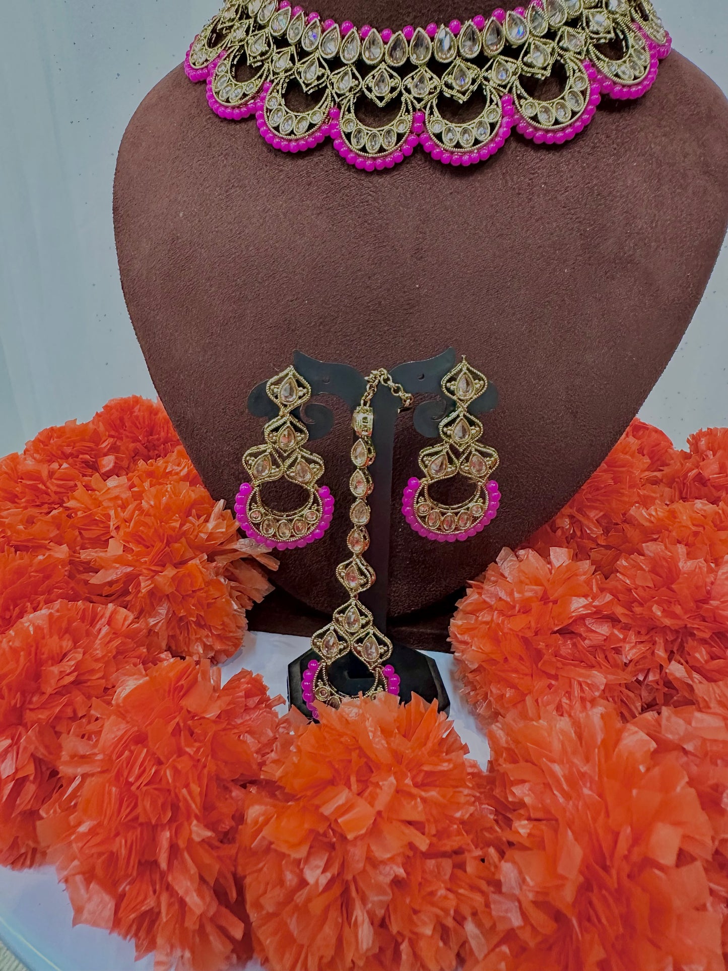 Hot pink mehandi choker set