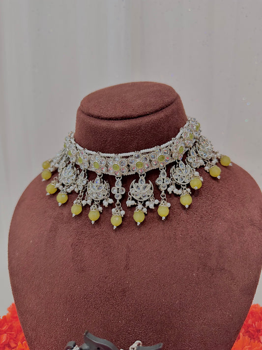 Pine green silver choker set