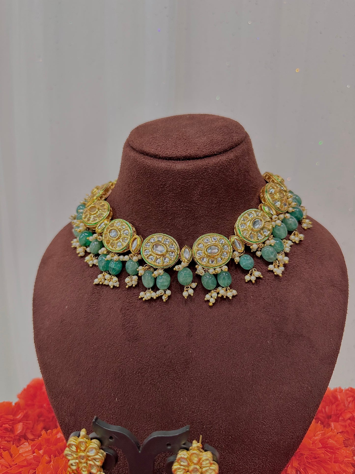 Kundan green choker set