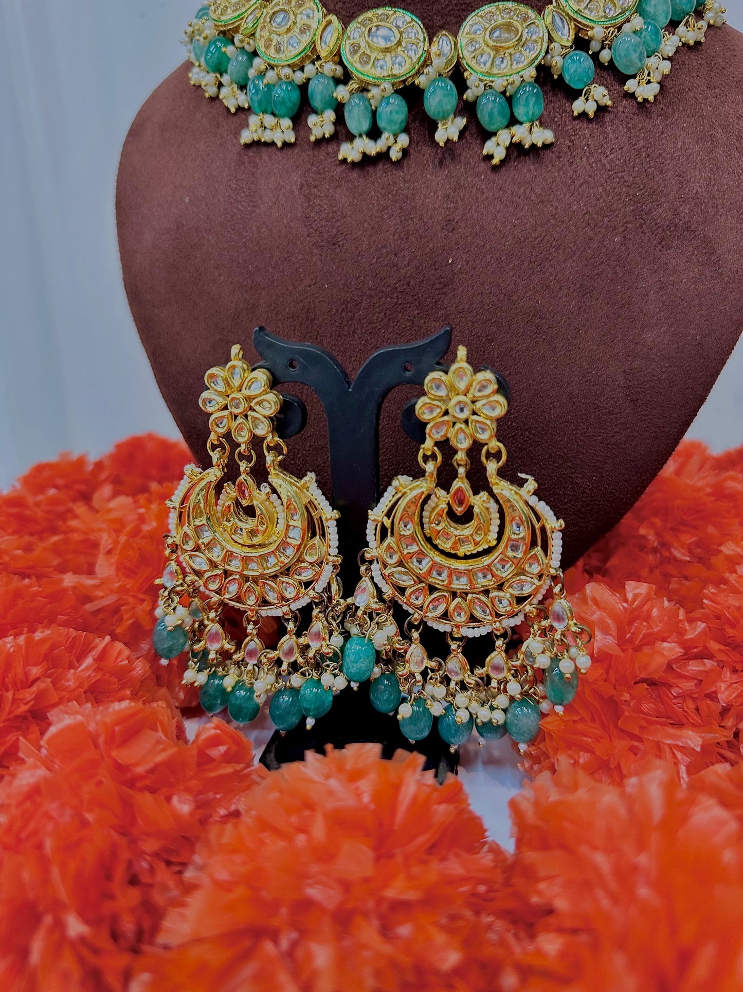 Kundan green choker set