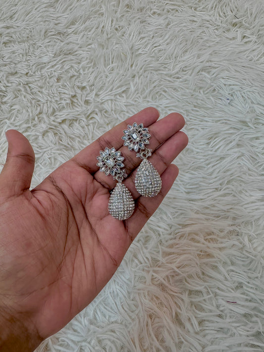 Silver disco ball earrings