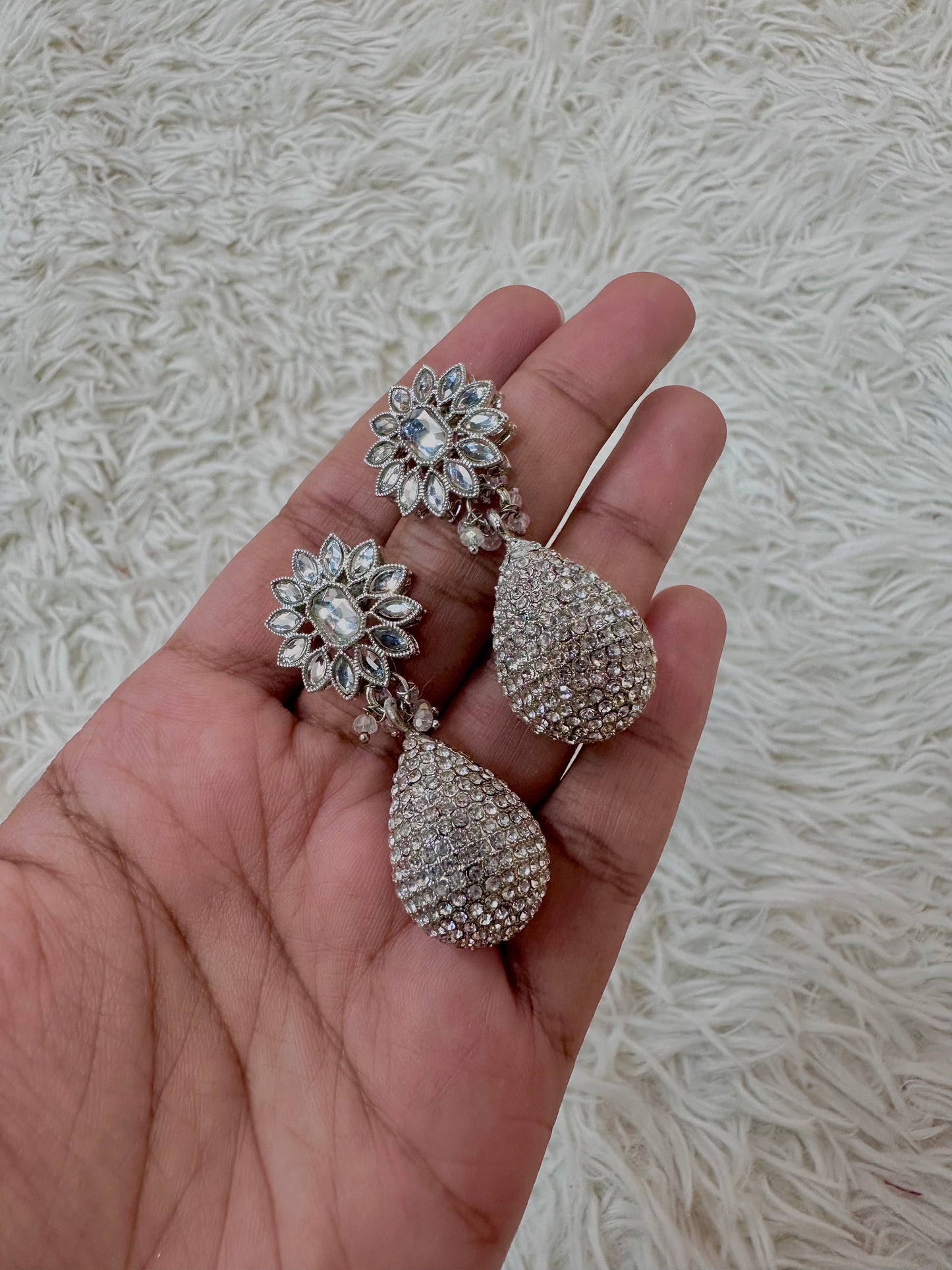 Silver disco ball earrings