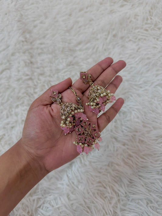 Baby pink jumka and tikka