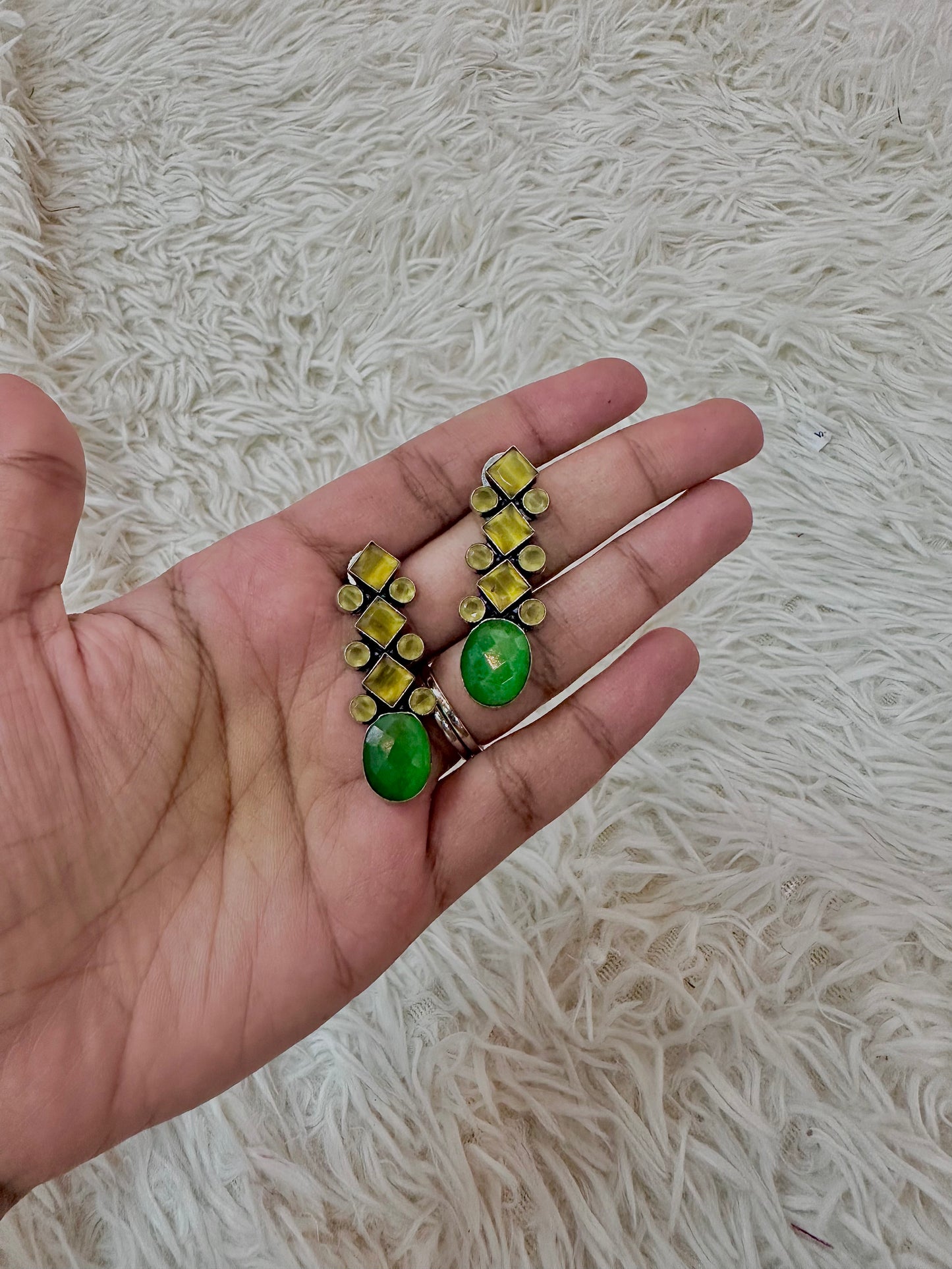 Yellow x green earrings