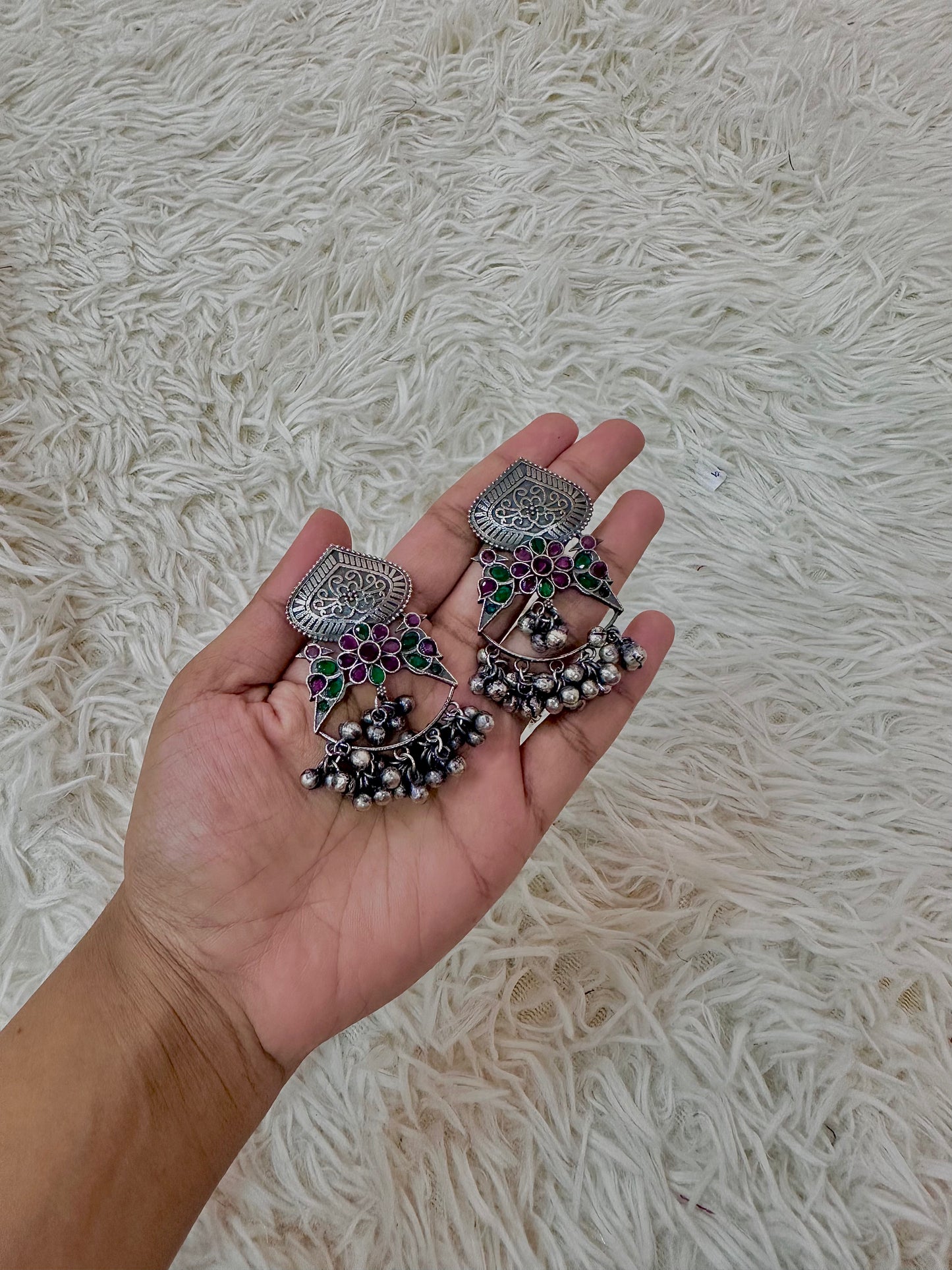 Oxidised silver earrings