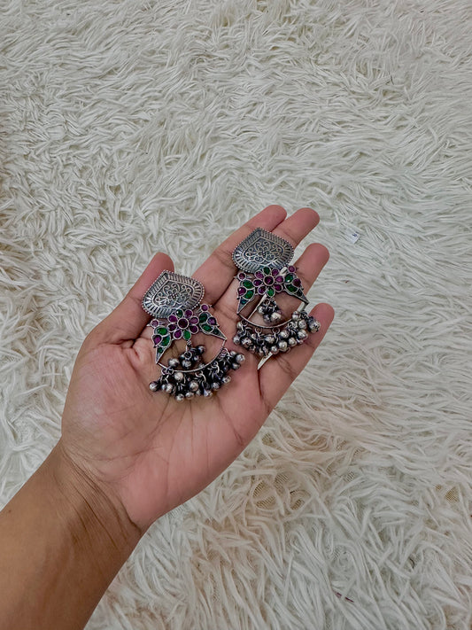 Oxidised silver earrings