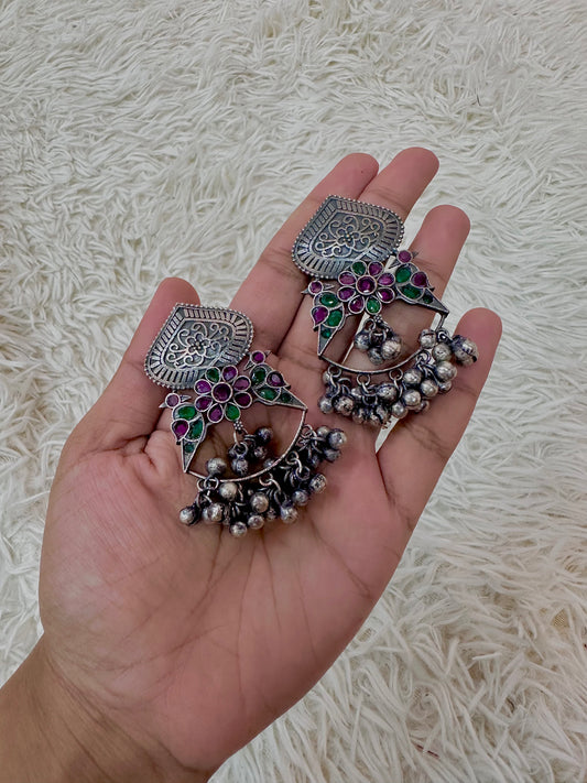 Oxidised silver earrings