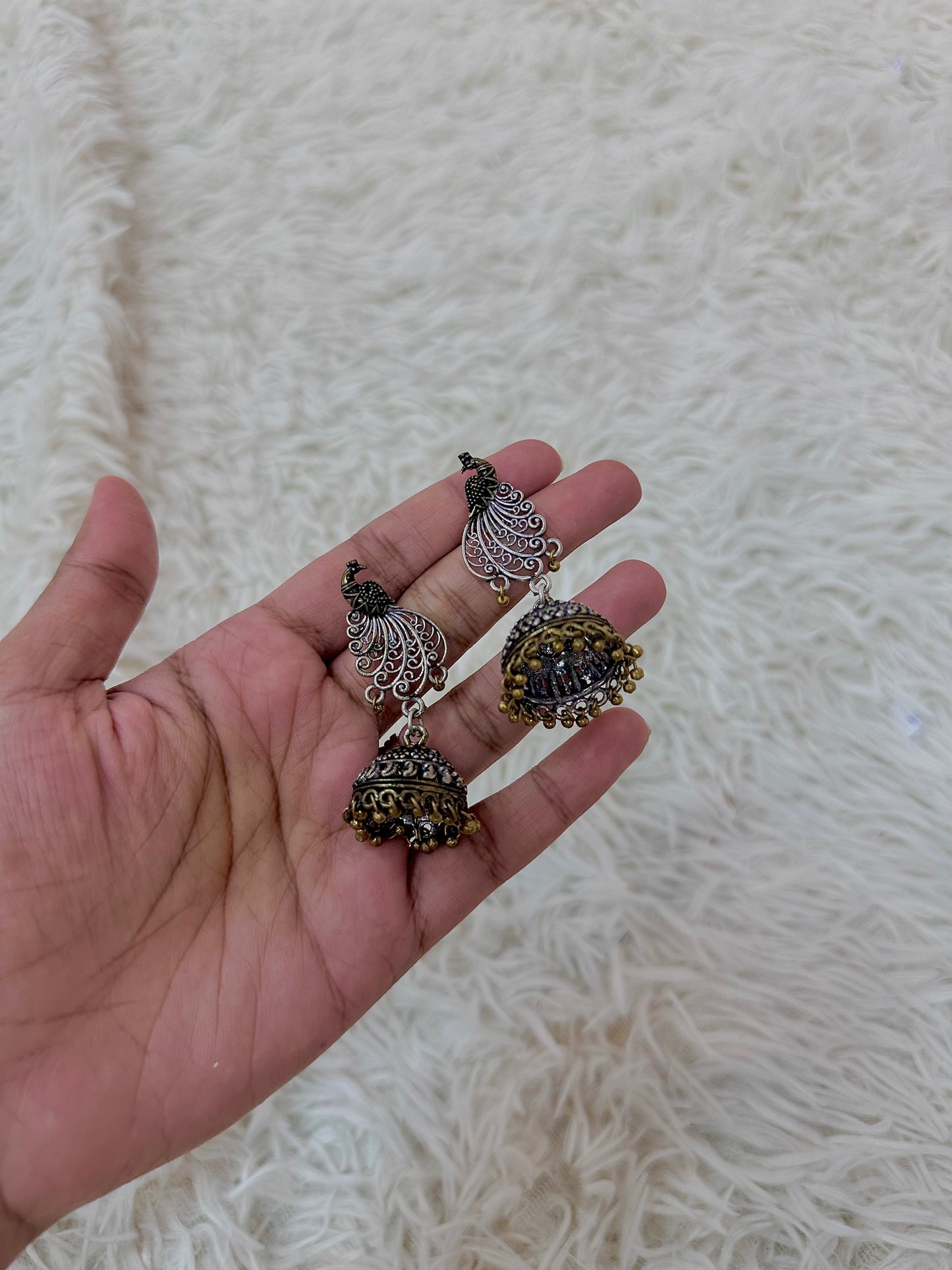 Oxidised silver jumka