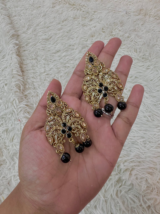 Black mehandi earrings