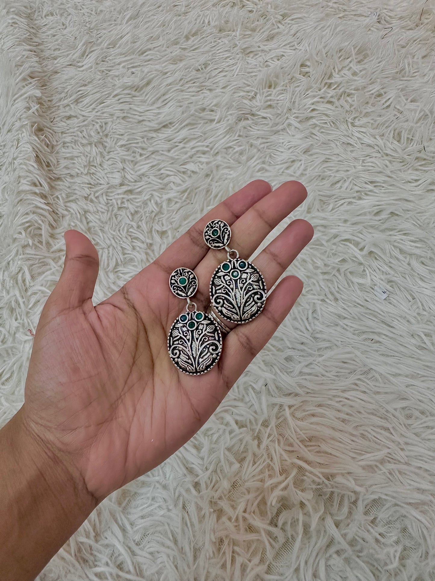 Oxidised silver earrings