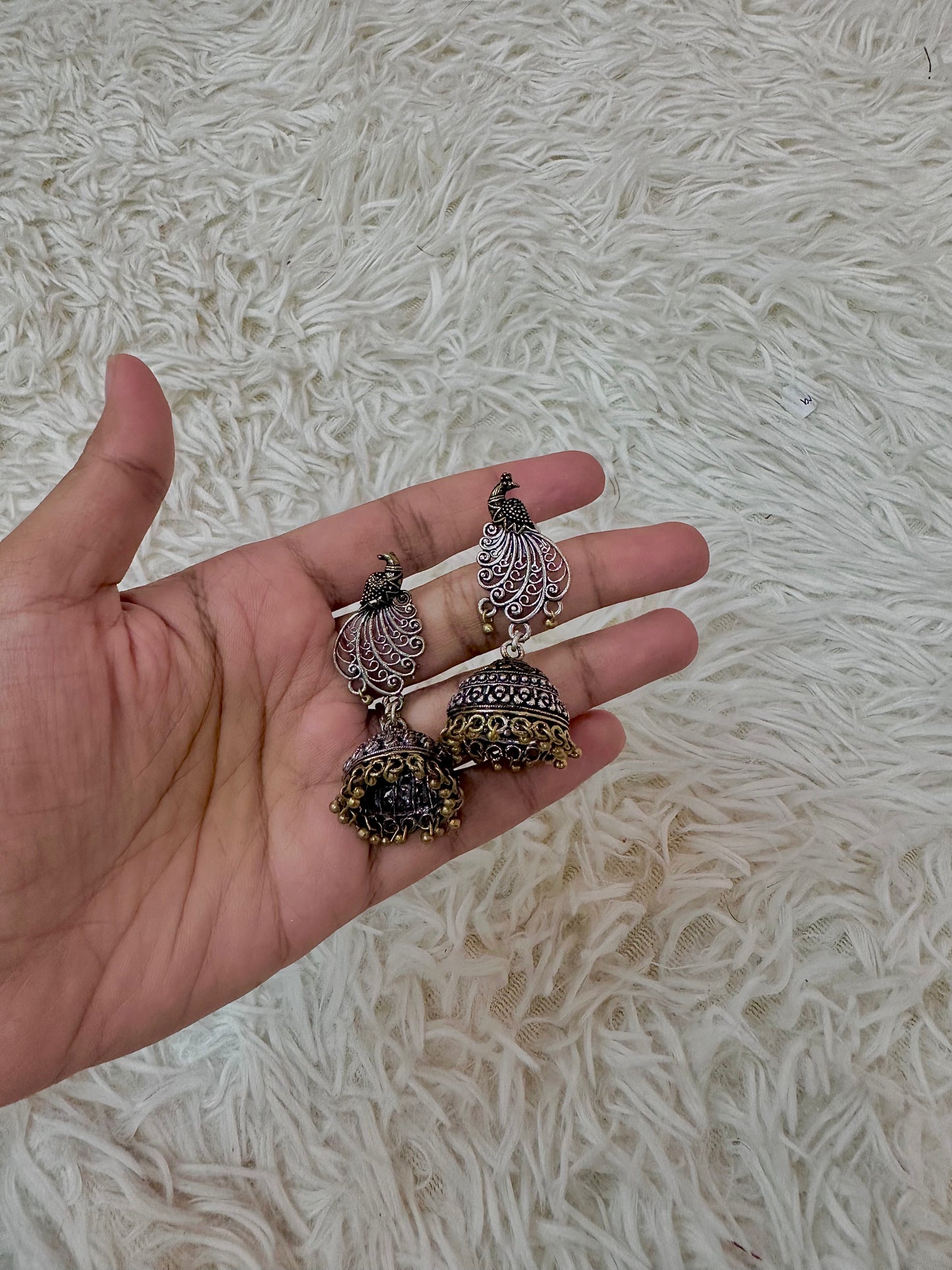 Oxidised silver jumka