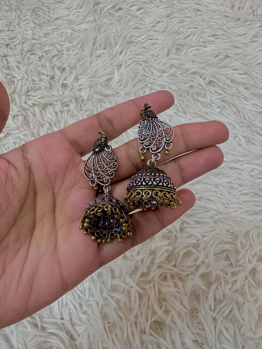 Oxidised silver jumka