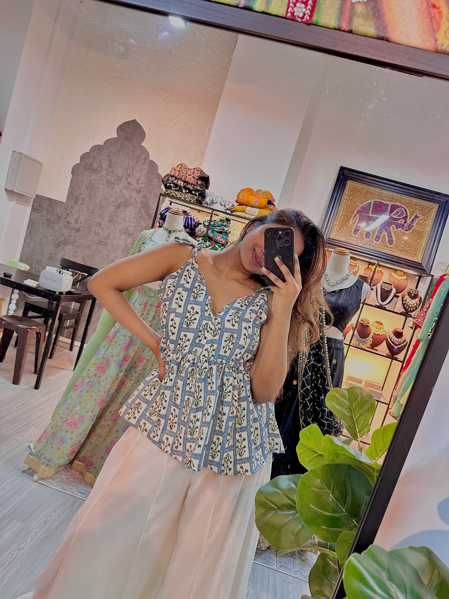 Baby blue short kurti