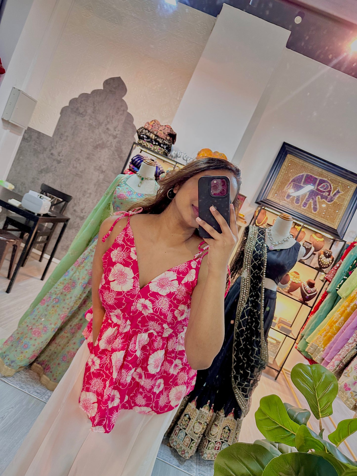 Short hot pink kurti