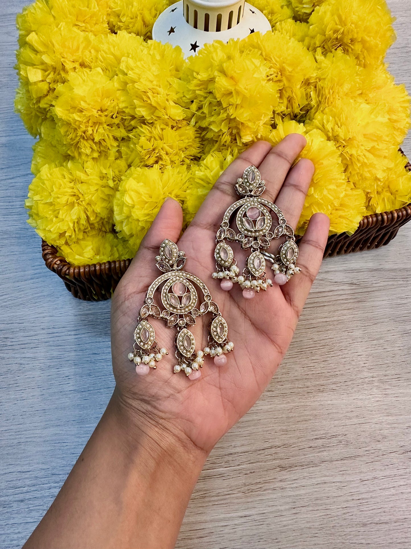 Baby pink mehandi earrings