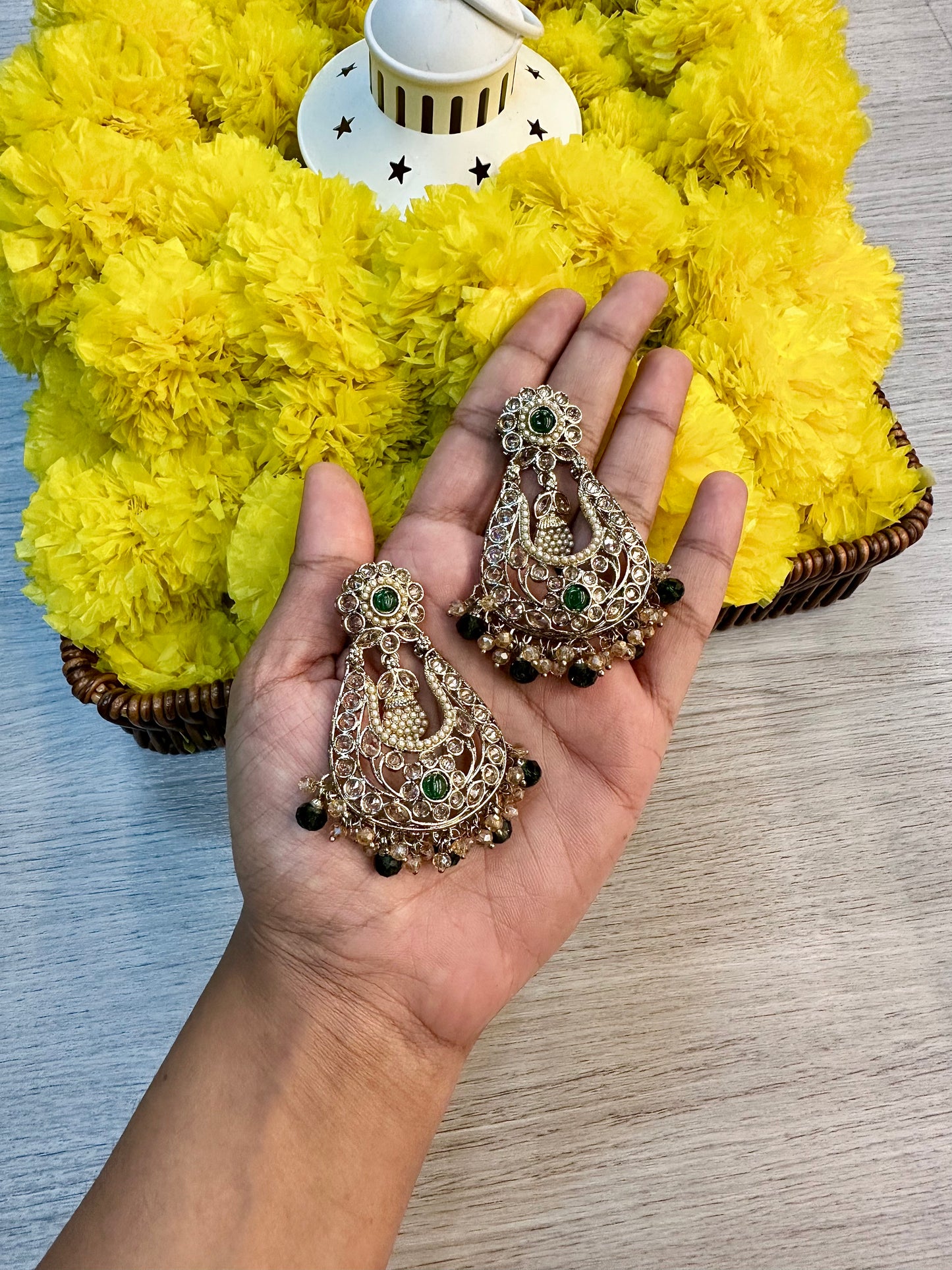 Emerald mehandi earrings