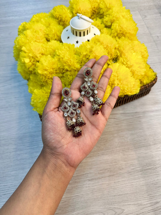 Maroon dreamcatcher earrings
