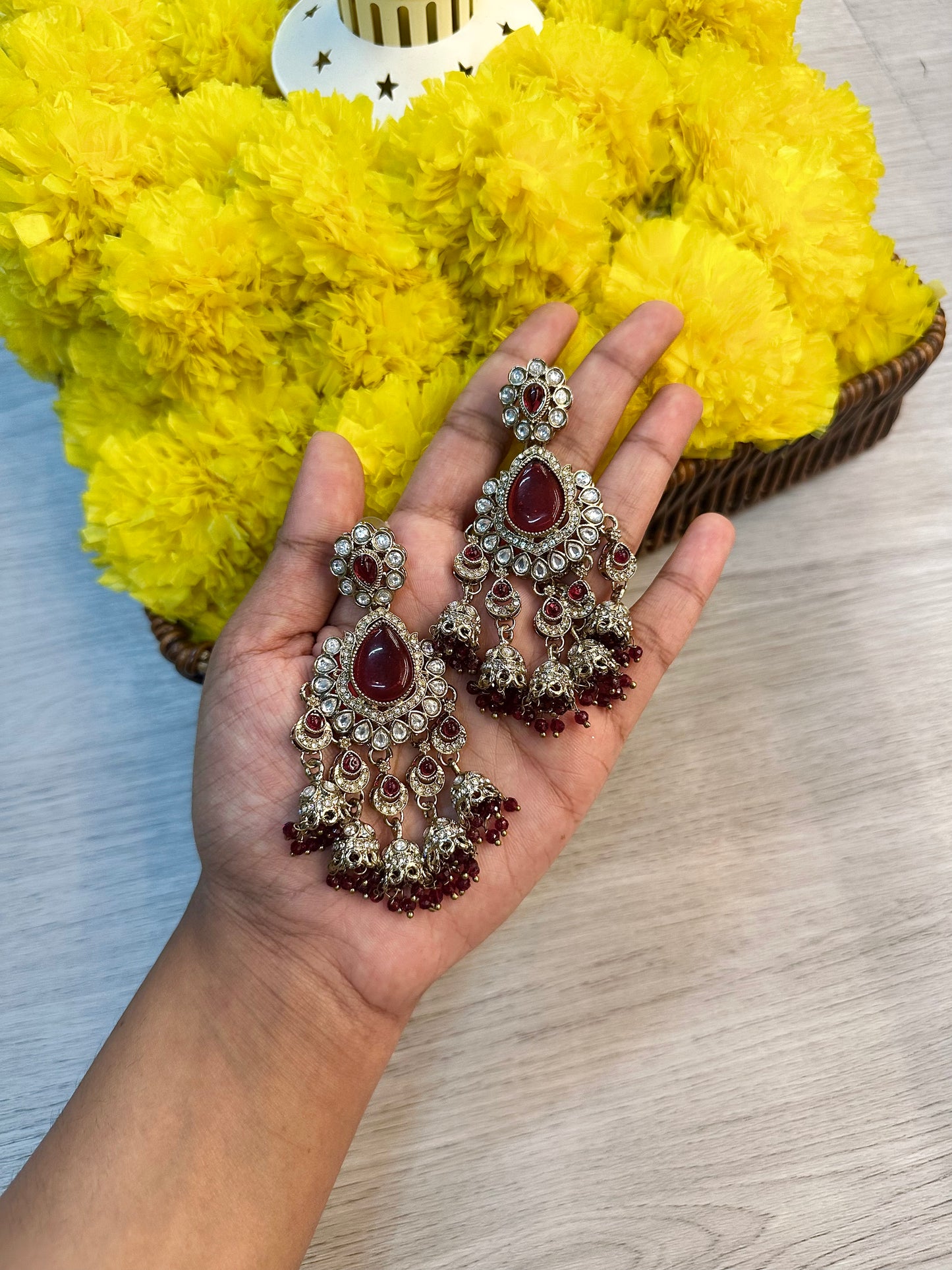 Maroon droplet earrings