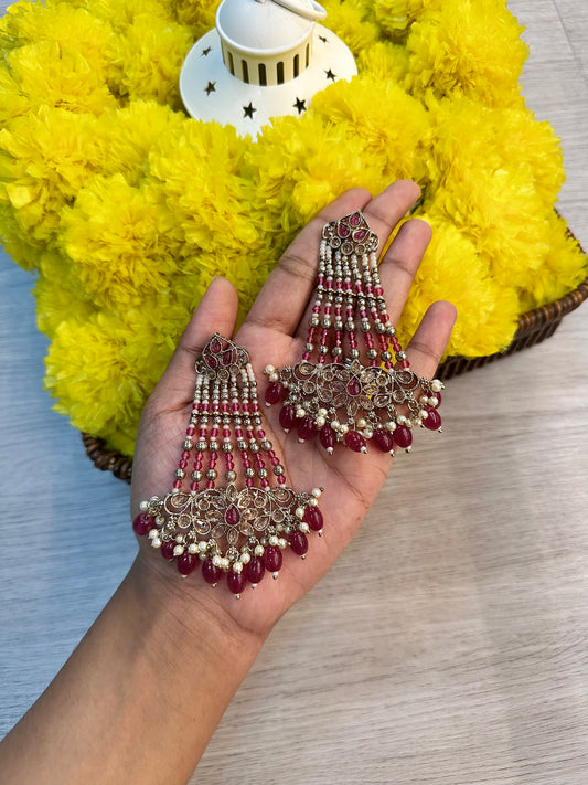 Hot pink chain earrings