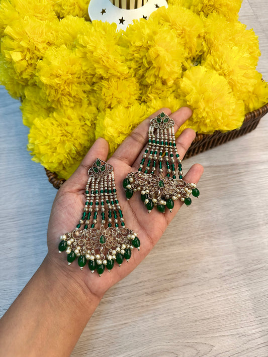 Emerald chain earrings