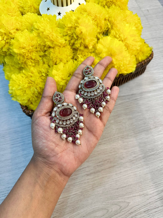 Maroon raindrop earrings