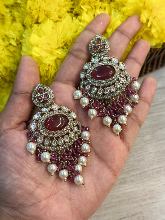 Maroon raindrop earrings