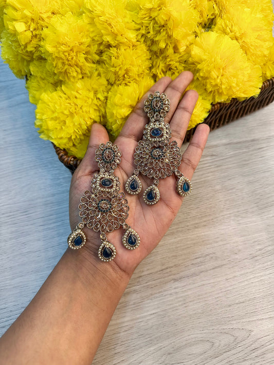 Dark blue statement earrings