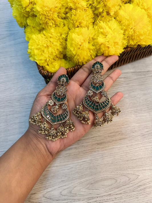 Emerald statement earrings